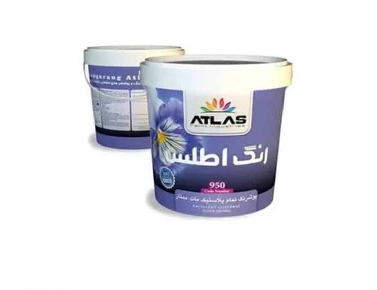 رنگ تمام پلاستیک سفید استاندارد ممتاز اطلس کد 950 دبه 12 کیلوگرم
