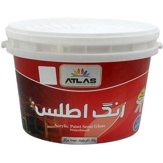 رنگ آکرلیک نیمه براق سفید اطلس دبه 10 کیلوگرمی